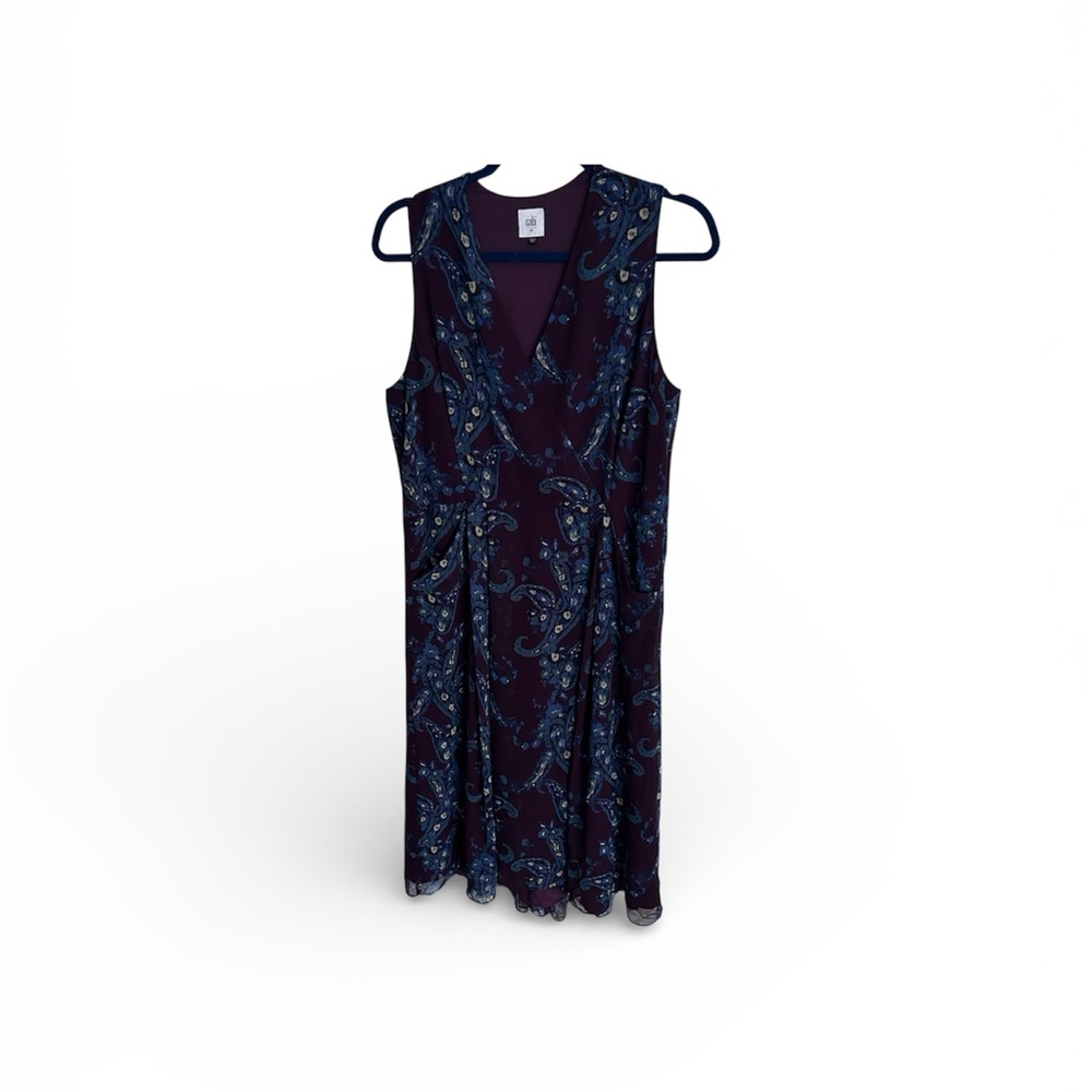 Cabi Treasure Purple Paisley Floral Dress Size 14